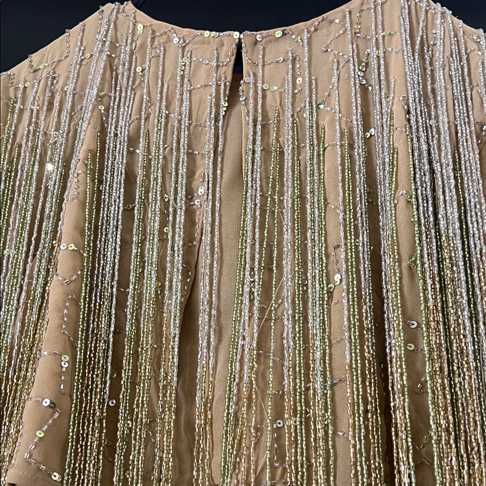 Nasty Gal Gold Fringe Sequin Cropped Tunic - Picture 2 of 3